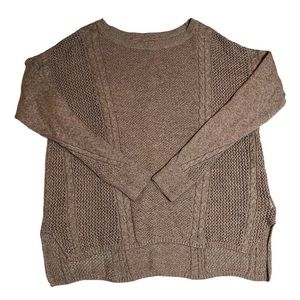 American Eagle Light Brown Crew Neck Cable Sweater Size Small Lightweight